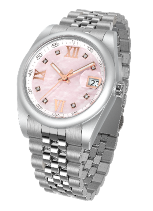taSukaru Adult Octopus Watch – pink MOP with crystals - Image 2