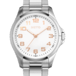 成人不銹鋼八達通錶 – 白面玫瑰金字