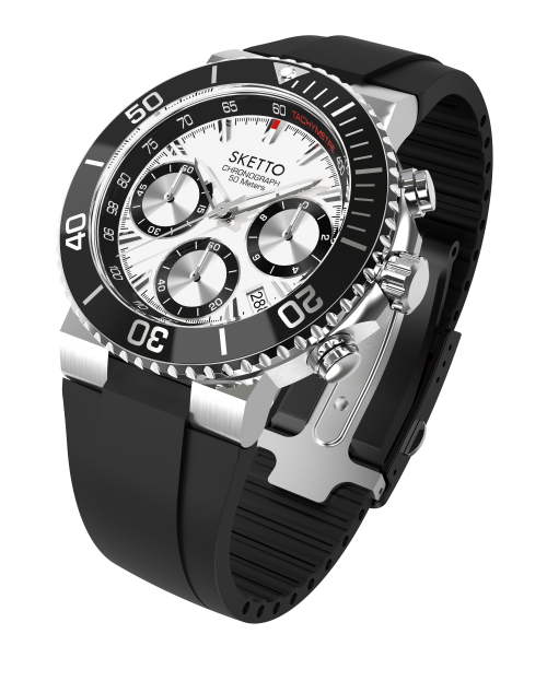 “BUCKLE TOUCH” Adult Stainless Steel Octopus Watch – Chrono White - Image 2