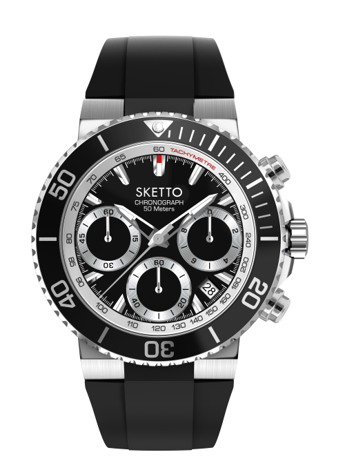 “BUCKLE TOUCH” Adult Stainless Steel Octopus Watch – Chrono Black