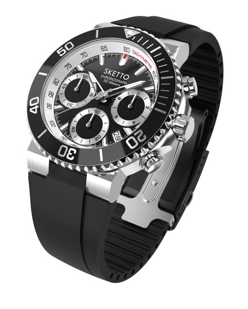 “BUCKLE TOUCH” Adult Stainless Steel Octopus Watch – Chrono Black - Image 2